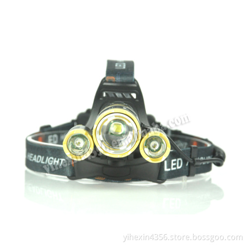 Adjustable 4 Modes RJ3000 T6+2R2 LED Headlight Hunting Headlamp Golden (2x18650)